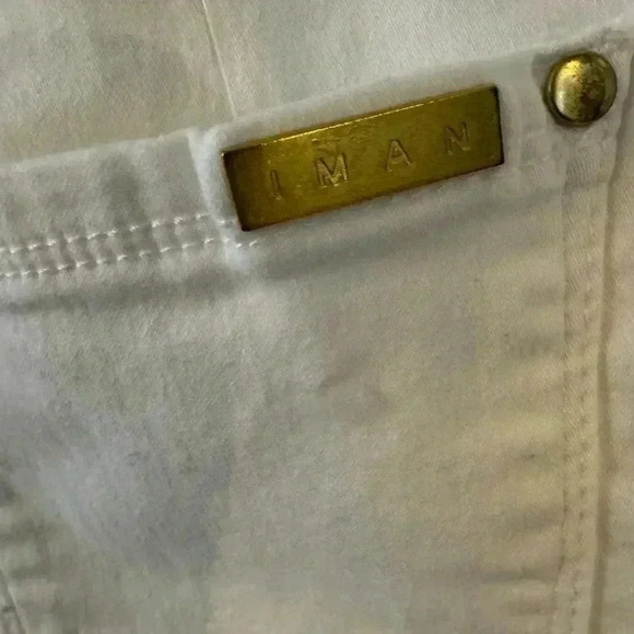 Iman white denim jeans stretch bootleg size 12 average length - Picture 3 of 12